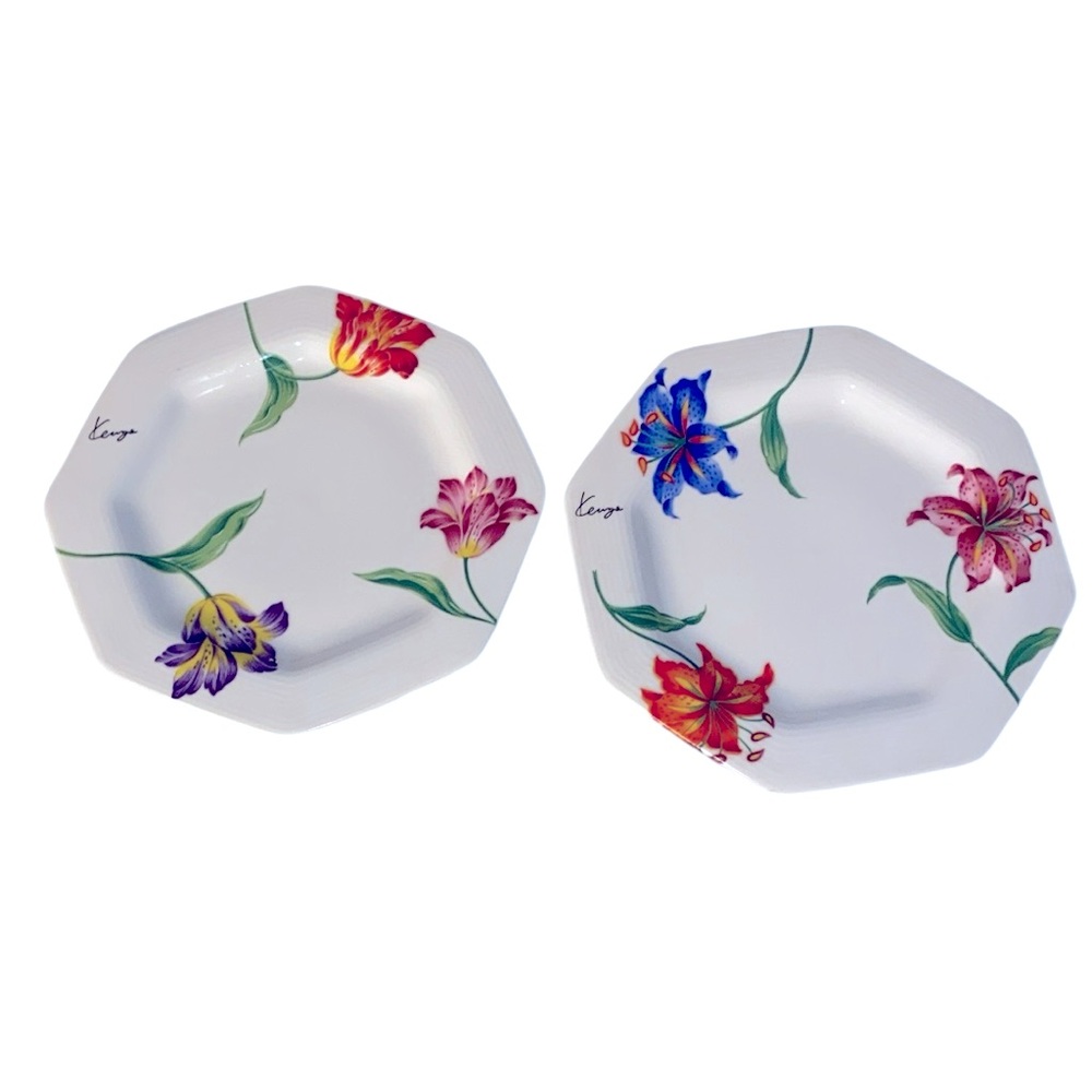 2 Kenzo by Aito Japan Multiple Color Floral Saucers